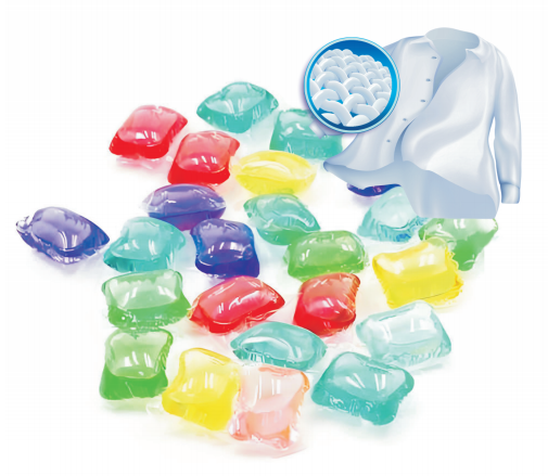 Colorful laundry pods